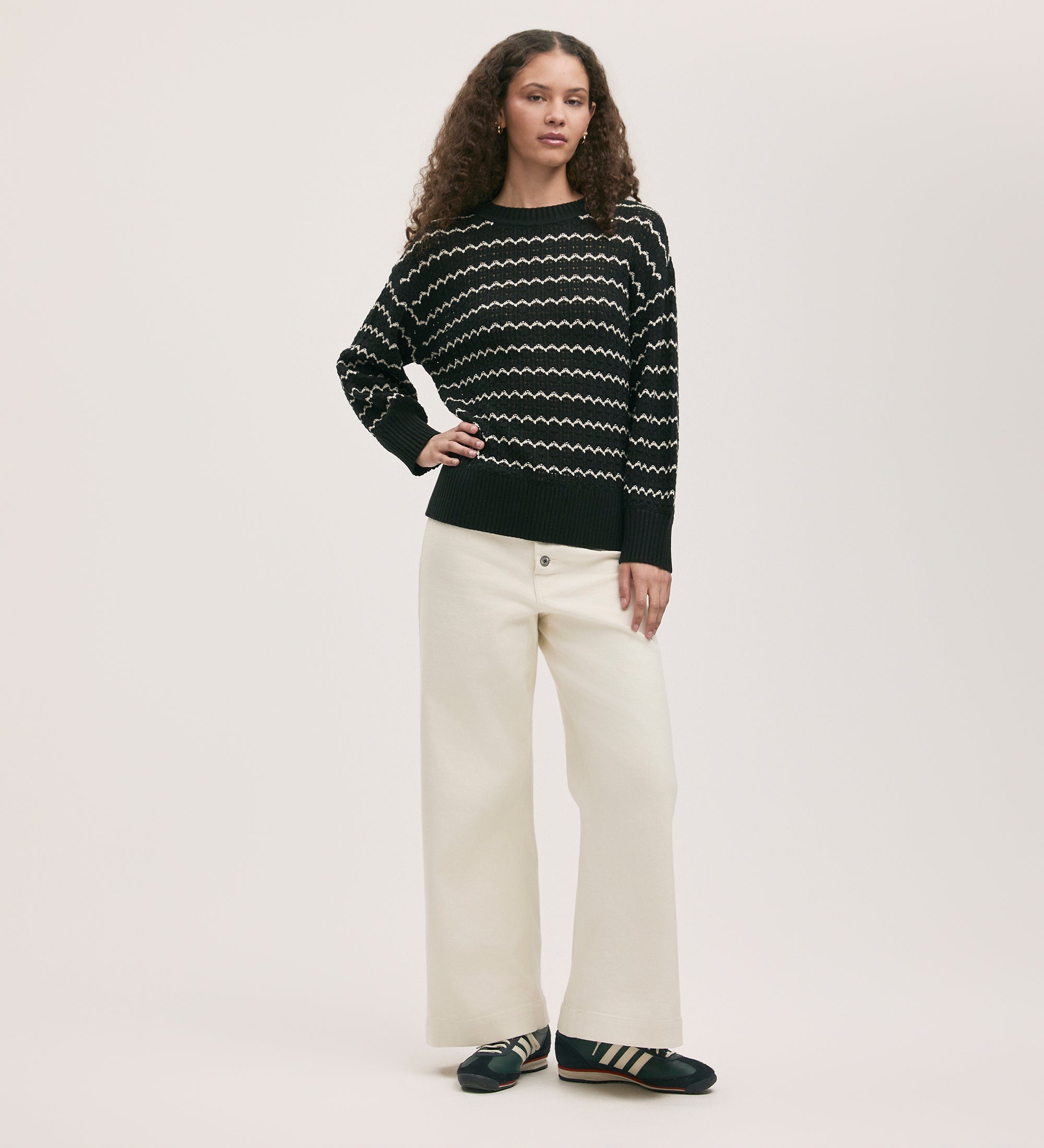 Sansa Black Crochet Jumper – Finery London