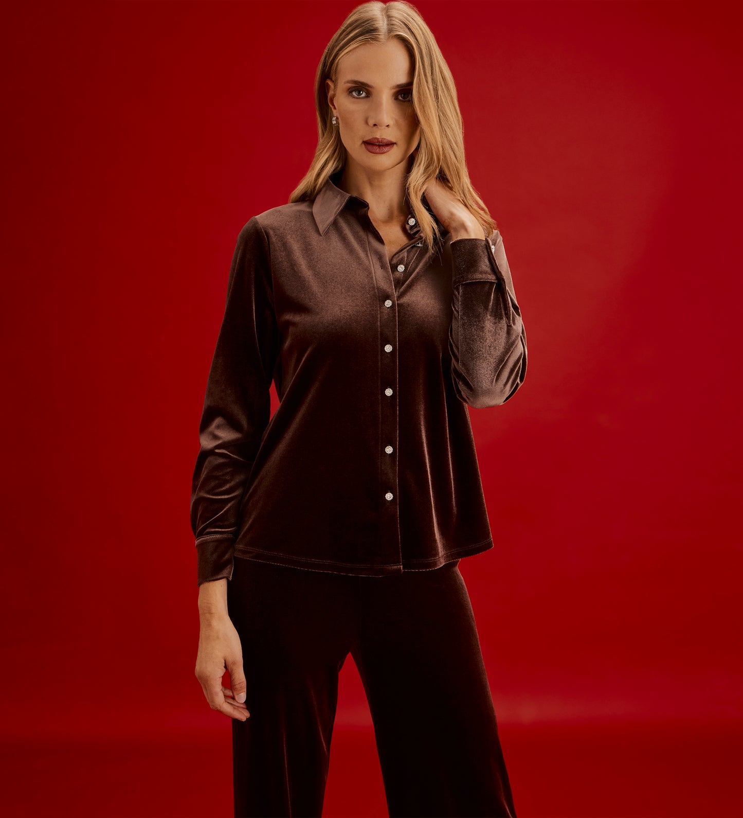Sayge Mocha Velvet Shirt