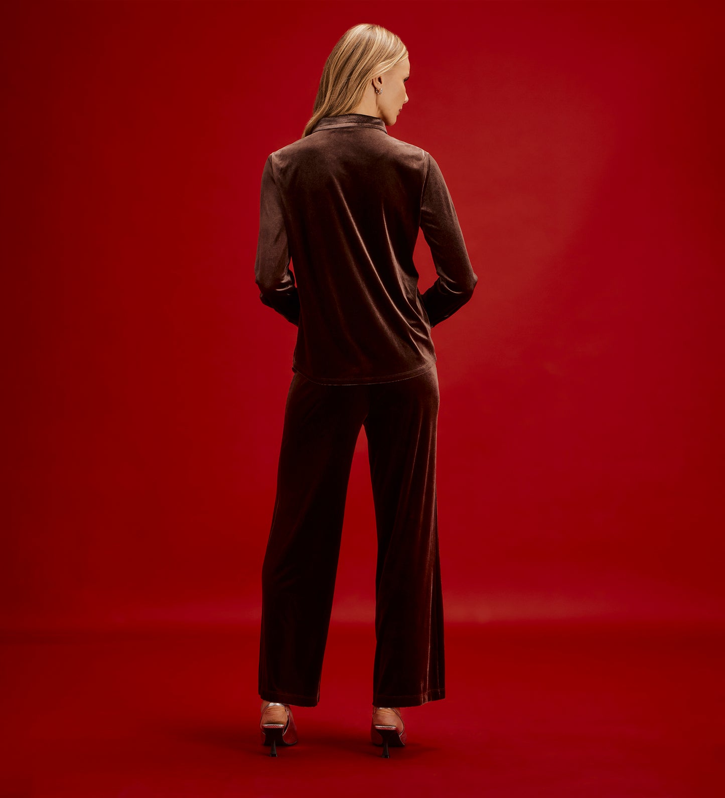 Kenzie Mocha Velvet Wide Leg Trousers