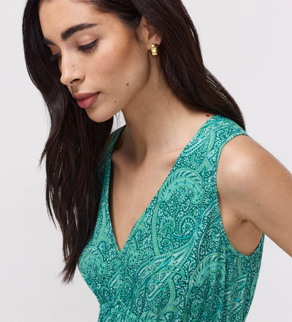 Shannon Green Paisley Cotton Voile Tiered Midi Dress