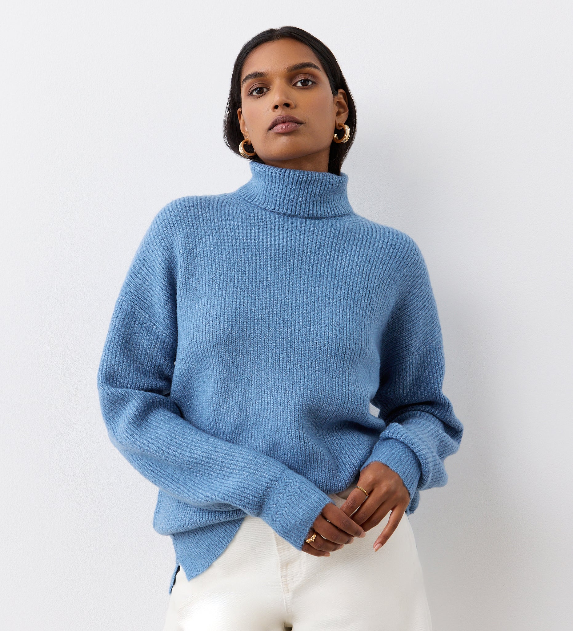 Tillie Blue Roll Neck Jumper – Finery London
