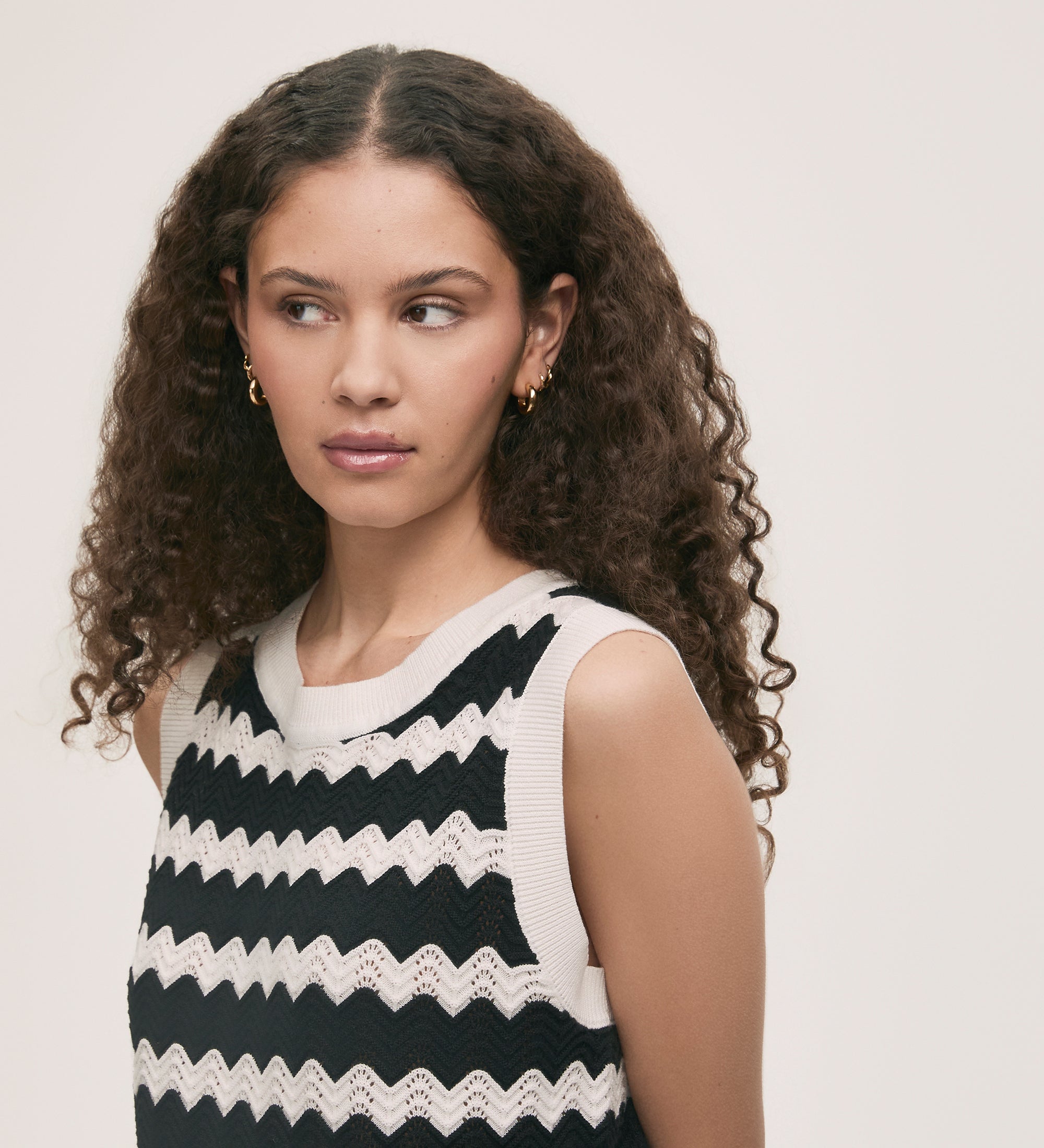 Tessa Black Striped Crochet Vest – Finery London