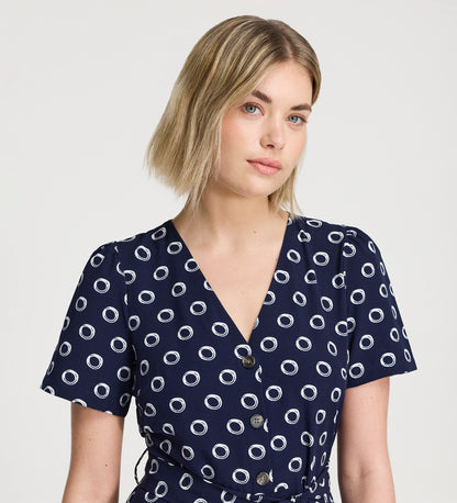 Uma Navy Polka Dot Belted Wide Leg Jumpsuit