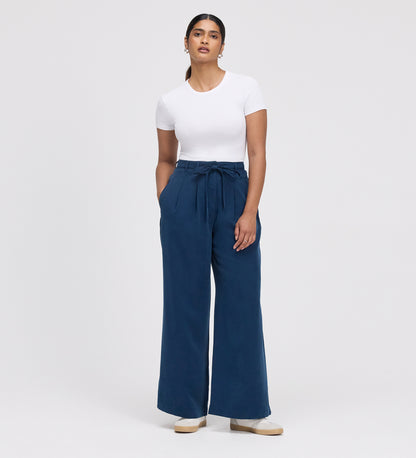 Venus Indigo Cupro Wide Leg Trousers