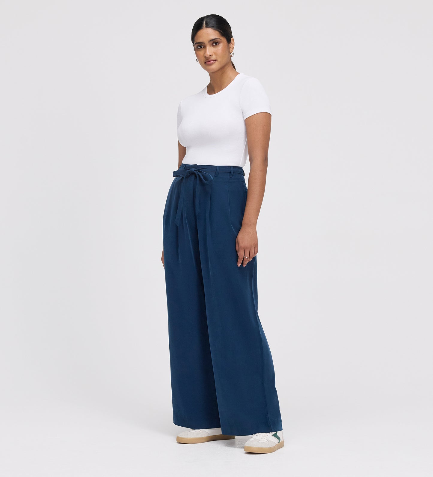 Venus Indigo Cupro Wide Leg Trousers