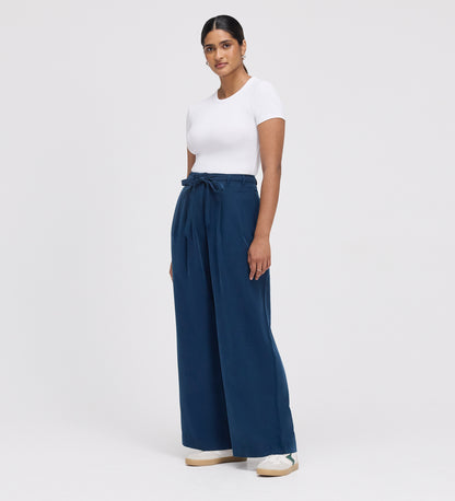 Venus Indigo Cupro Wide Leg Trousers