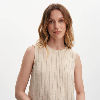 Vallie Beige Stripe Sleeveless Shell Top