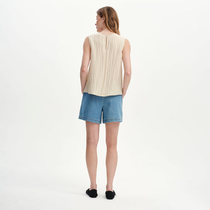 Vallie Beige Stripe Sleeveless Shell Top