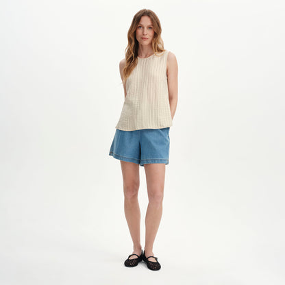 Vallie Beige Stripe Sleeveless Shell Top