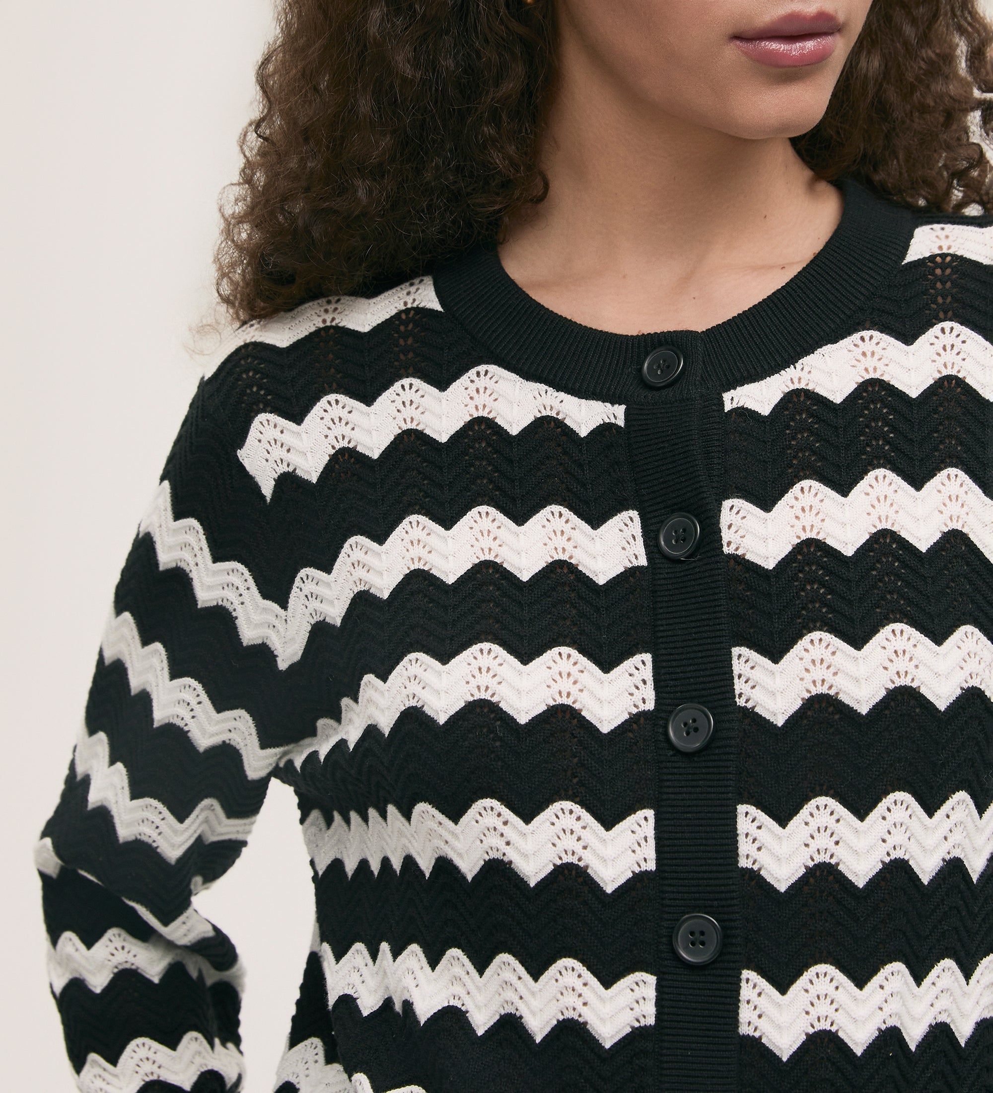 Velma Black Stripe Crochet Cardigan – Finery London
