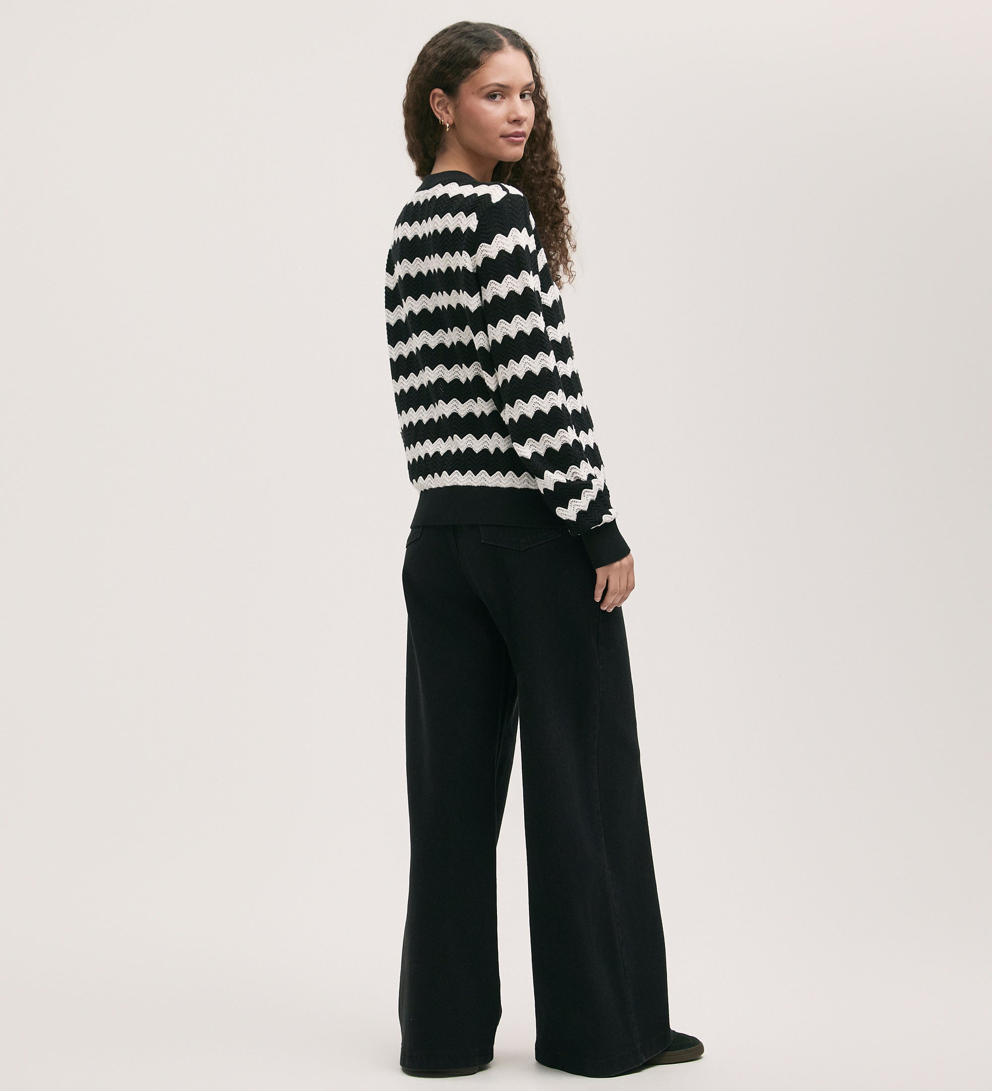 Velma Black Stripe Crochet Cardigan – Finery London