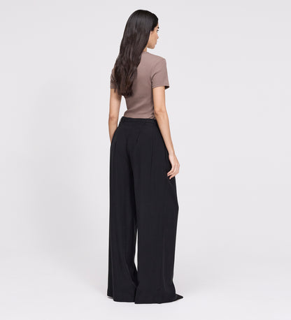 Venus Black Cupro Wide Leg Trousers