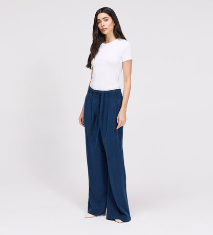 Venus Indigo Cupro Wide Leg Trousers