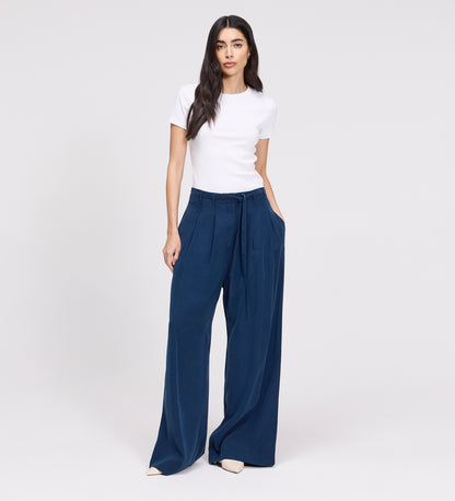 Venus Indigo Cupro Wide Leg Trousers