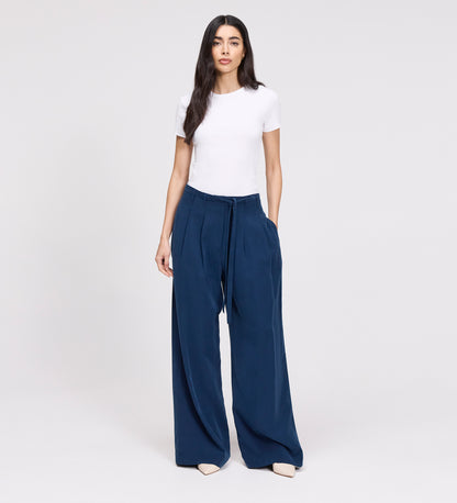 Venus Indigo Cupro Wide Leg Trousers