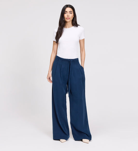 Venus Indigo Cupro Wide Leg Trousers
