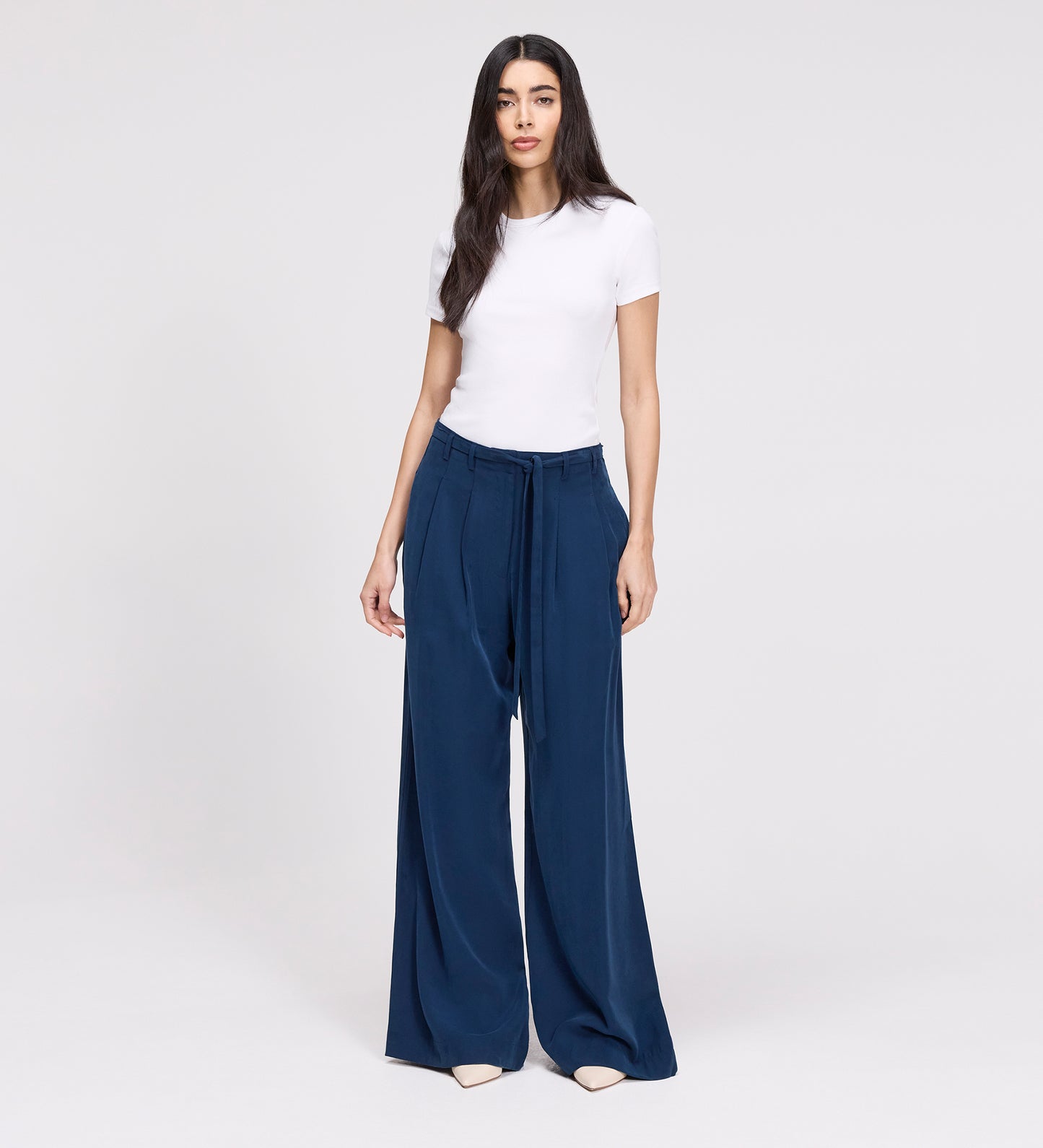 Venus Indigo Cupro Wide Leg Trousers