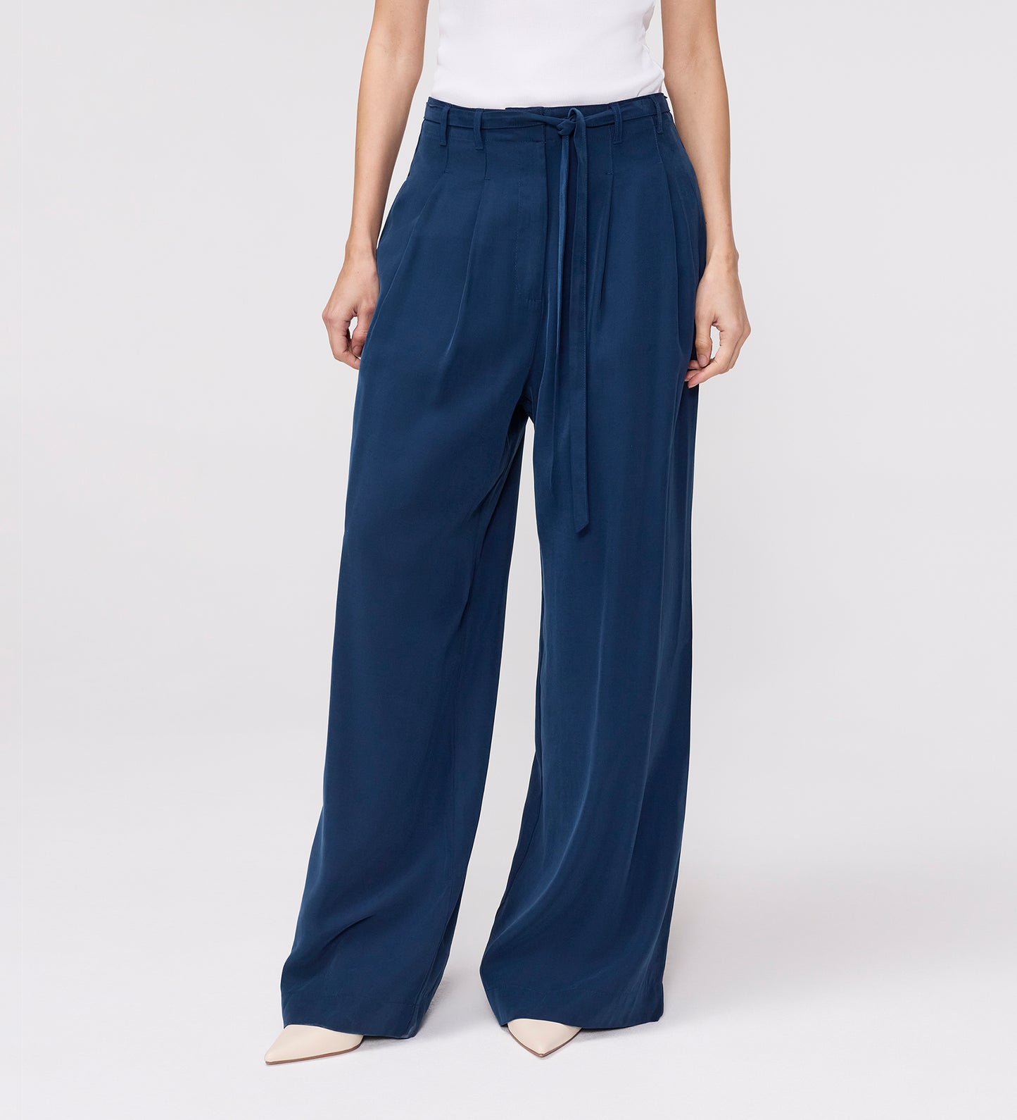 Venus Indigo Cupro Wide Leg Trousers