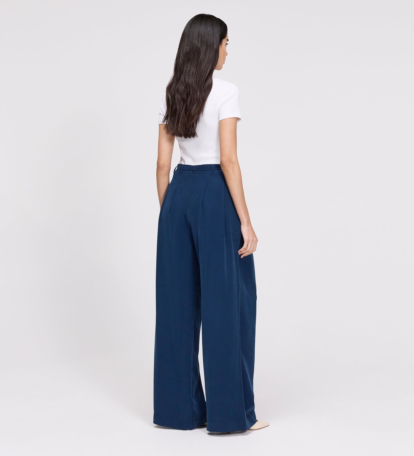 Venus Indigo Cupro Wide Leg Trousers