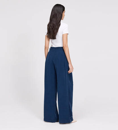 Venus Indigo Cupro Wide Leg Trousers