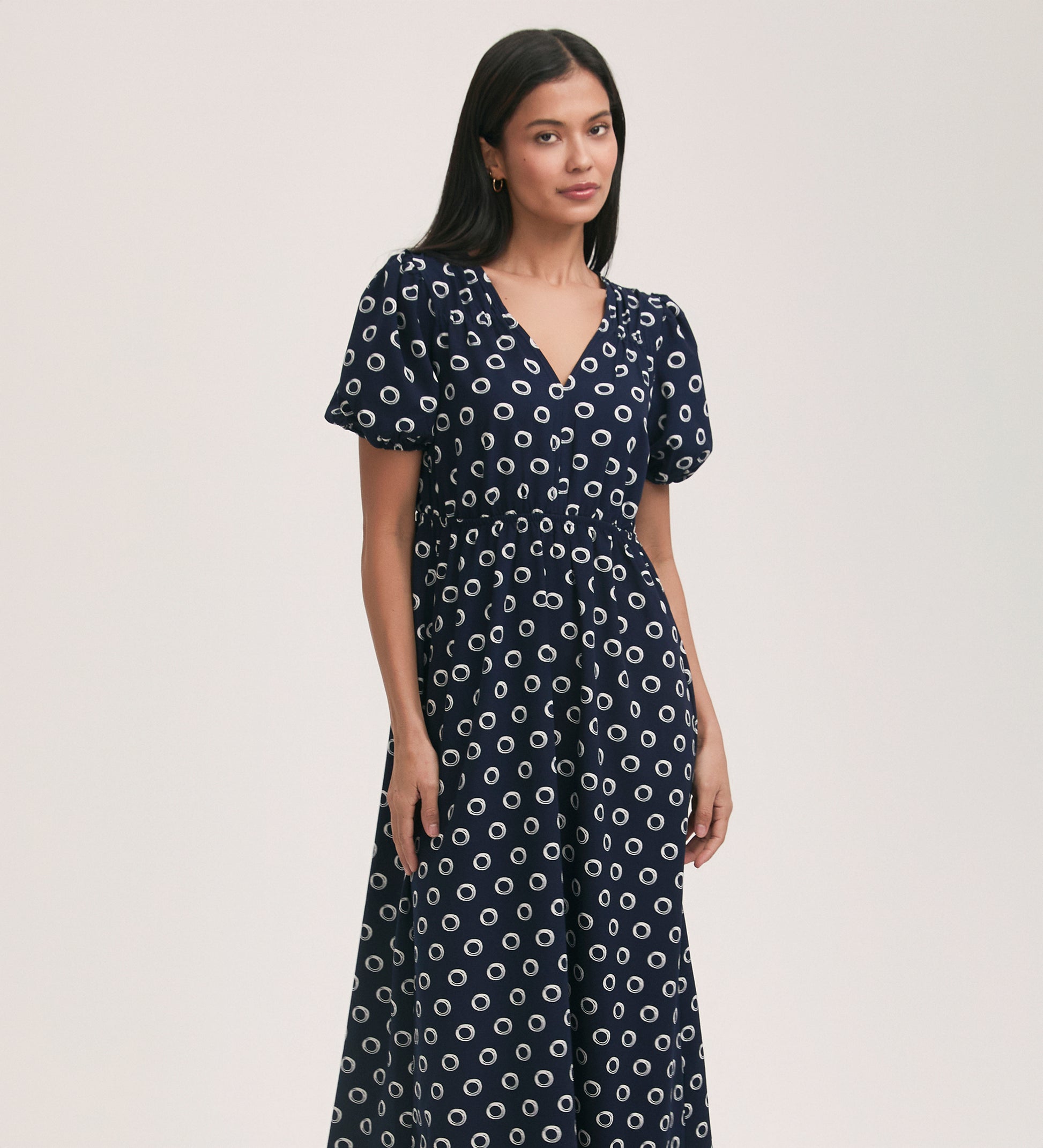 Vittoria Navy Polka Dot Crepe Midi Dress Finery London Vittoria Navy Polka Dot Crepe Midi Dress Finery London