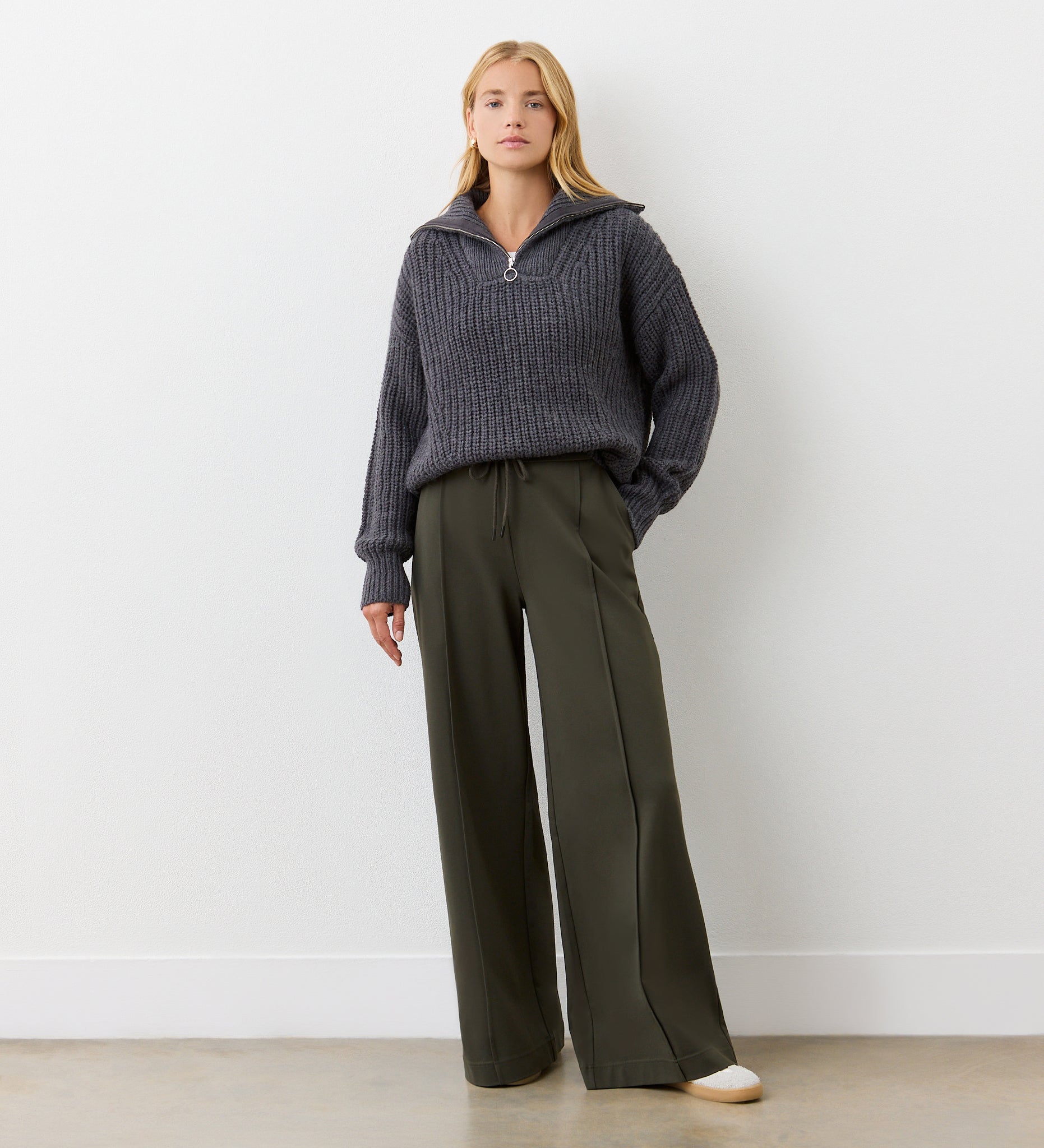 Wilma Charcoal Half Zip Funnel Neck Jumper – Finery London