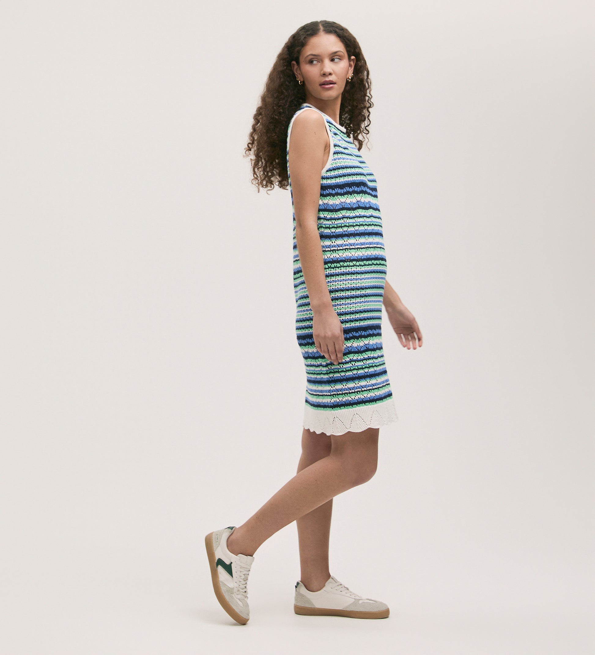 Zendaya Blue Striped Crochet Dress