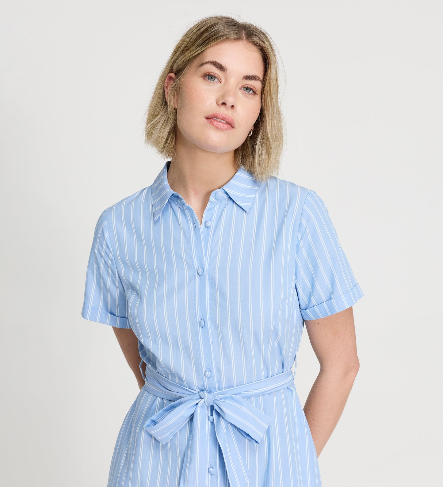 Aisling Blue Stripe Cotton Midi Dress
