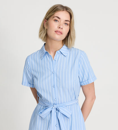 Aisling Blue Stripe Cotton Midi Dress