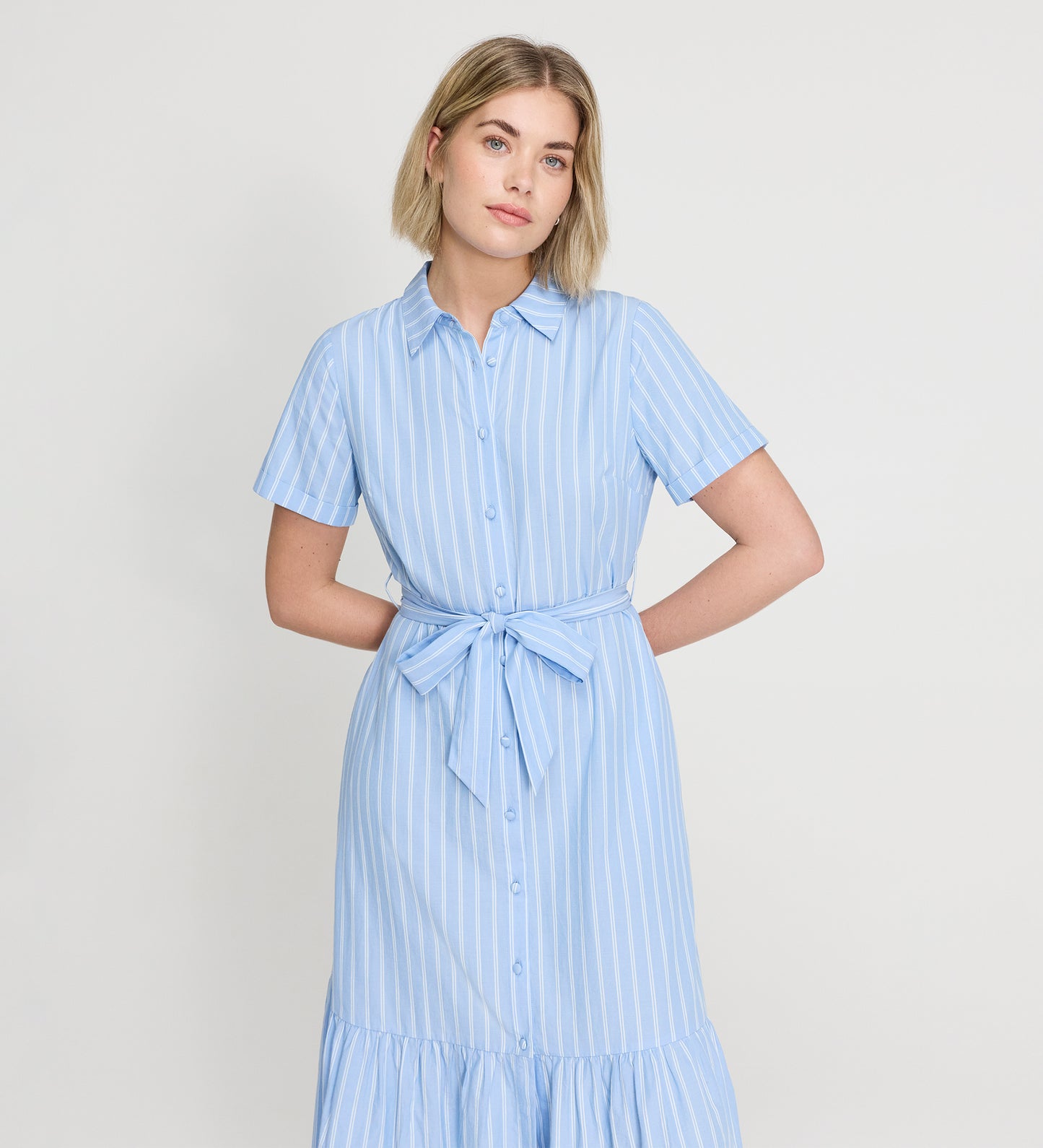Aisling Blue Stripe Cotton Midi Dress