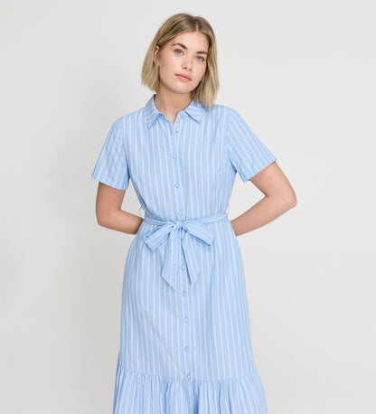 Aisling Blue Stripe Cotton Midi Dress