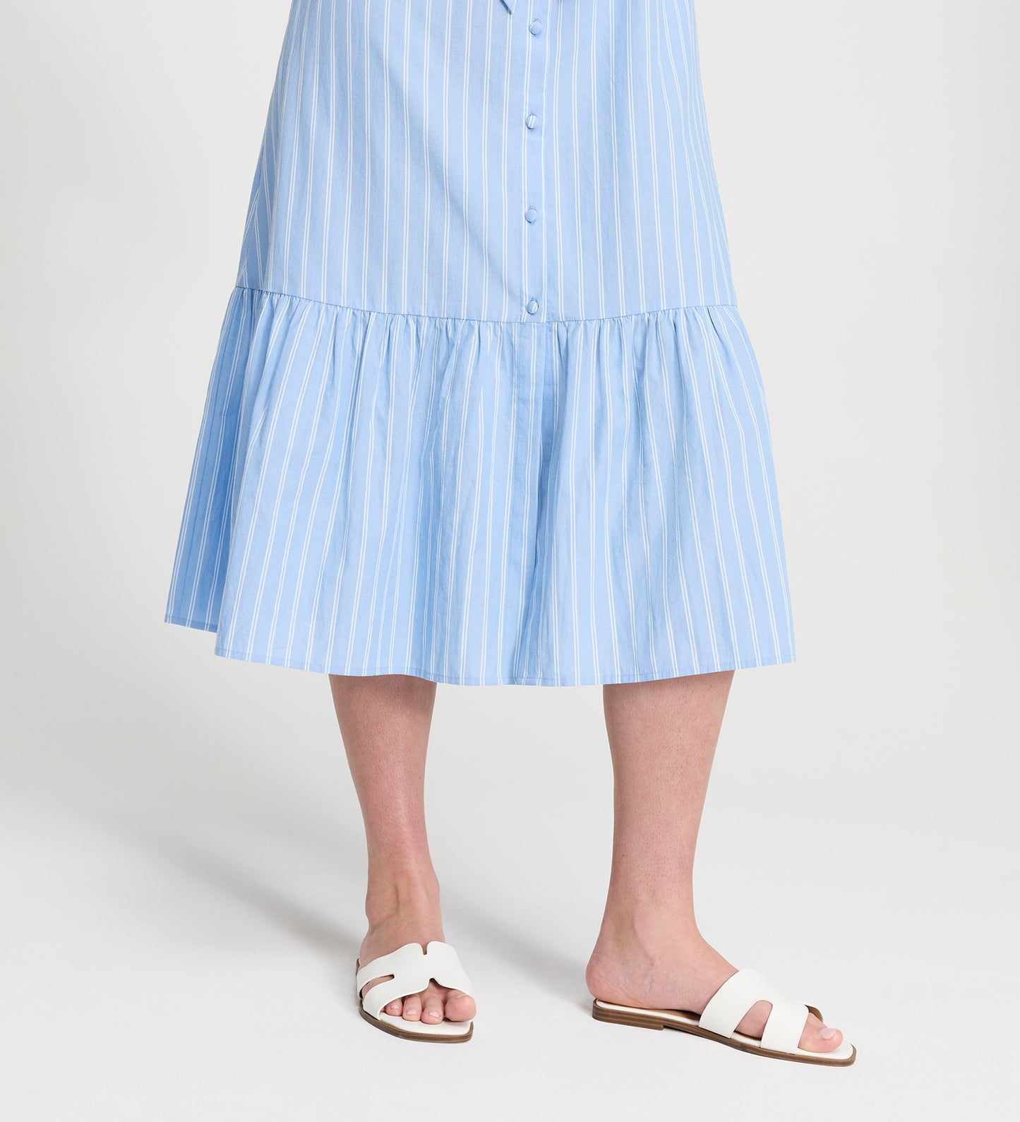 Aisling Blue Stripe Cotton Midi Dress
