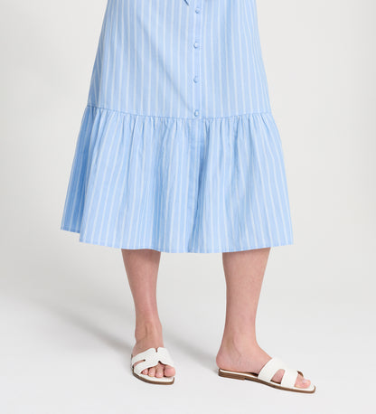 Aisling Blue Stripe Cotton Midi Dress