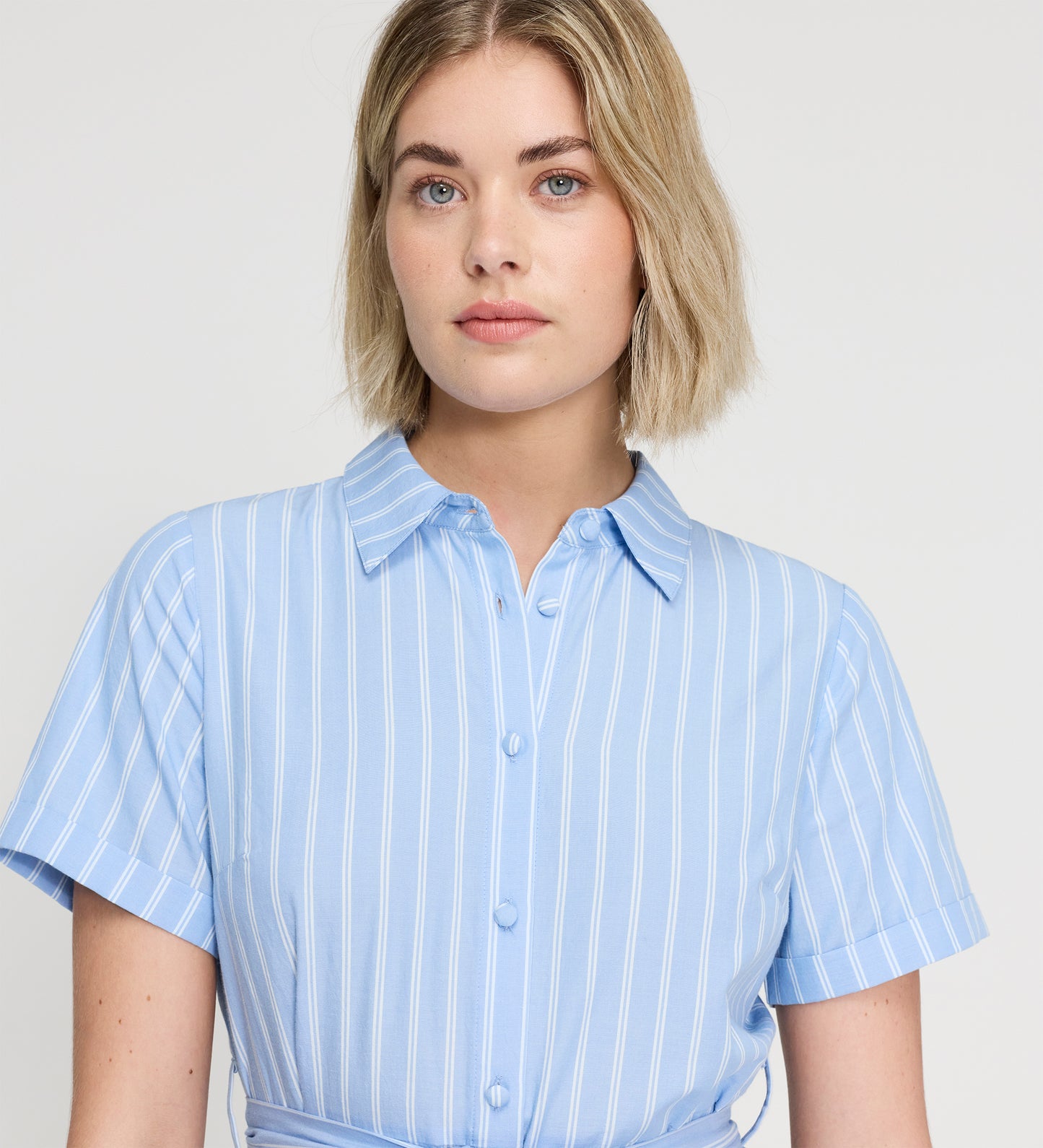 Aisling Blue Stripe Cotton Midi Dress