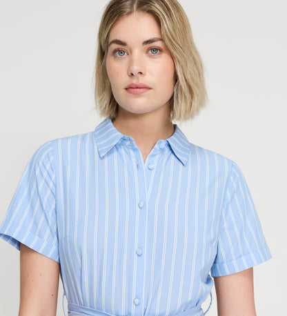 Aisling Blue Stripe Cotton Midi Dress
