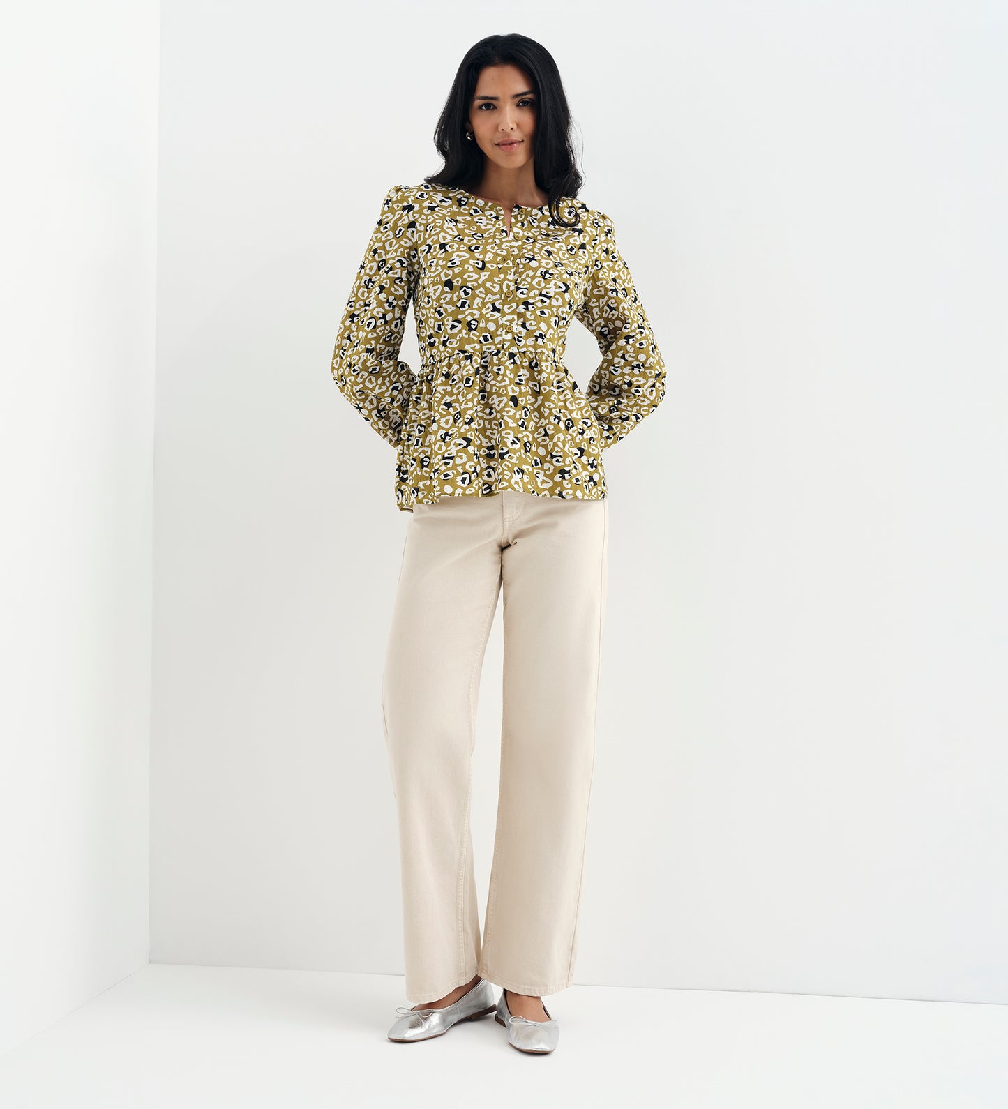 Bel Green Leopard Cotton Blouse