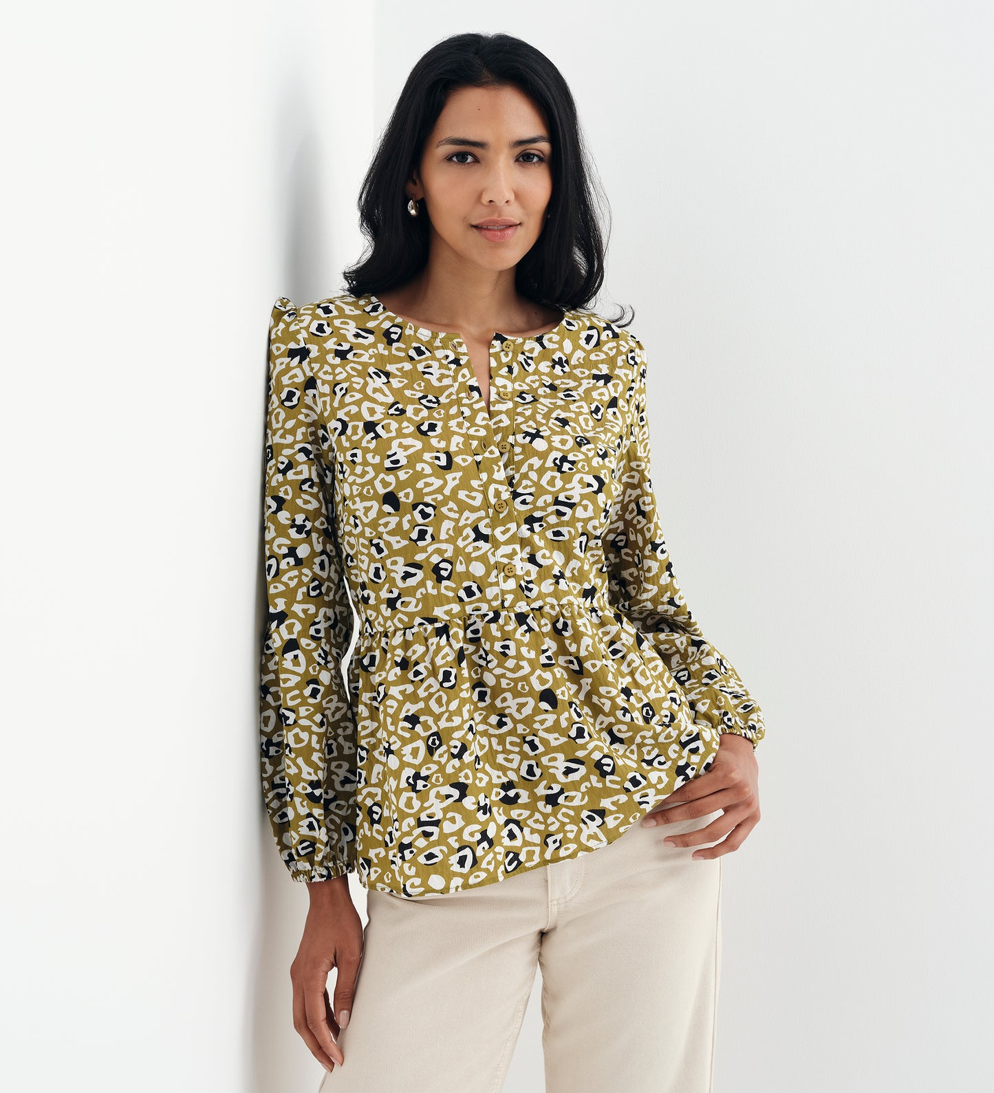 Bel Green Leopard Cotton Blouse