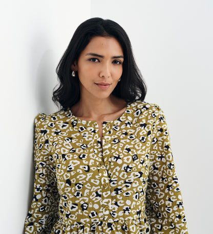 Bel Green Leopard Cotton Blouse