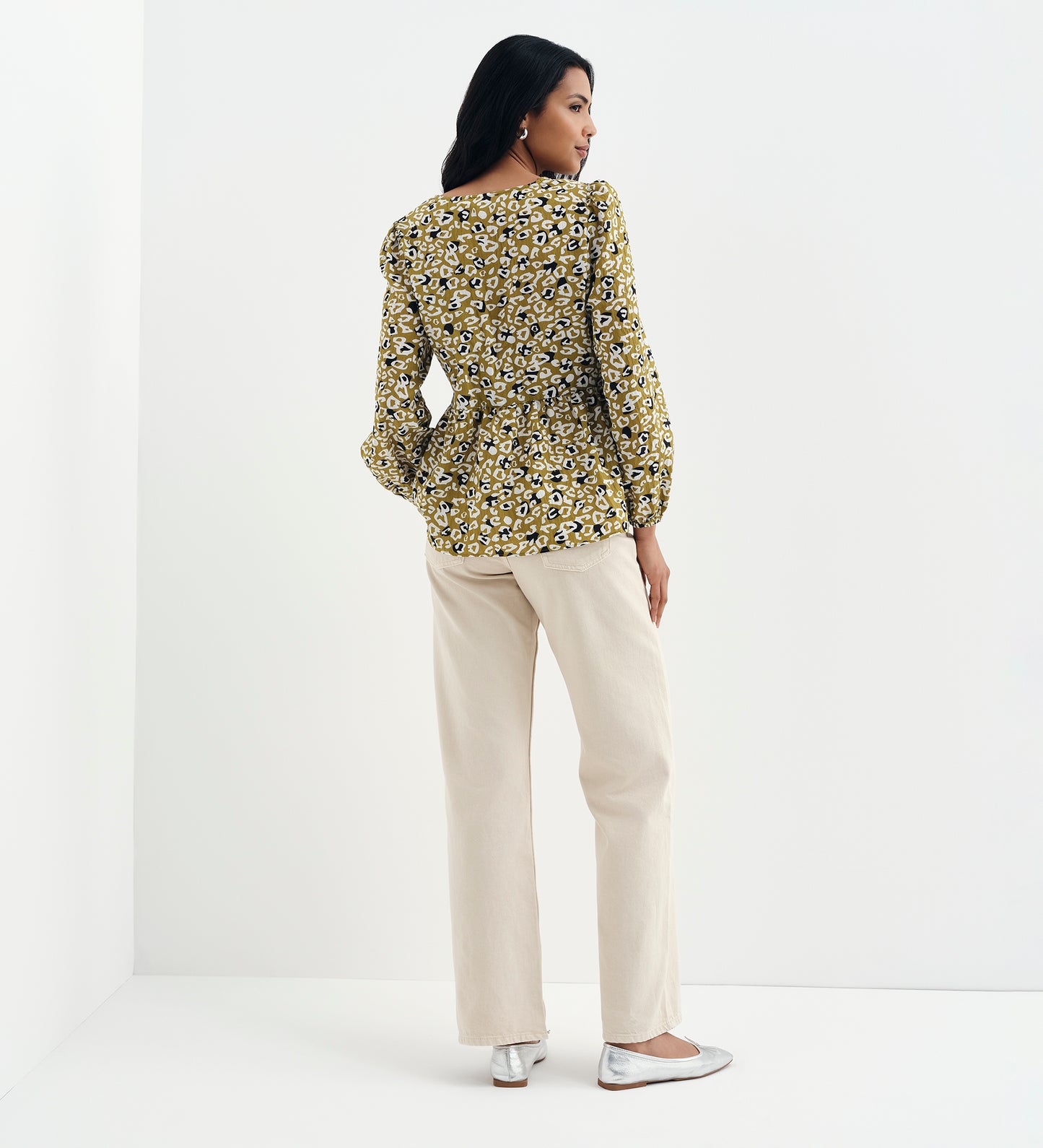 Bel Green Leopard Cotton Blouse