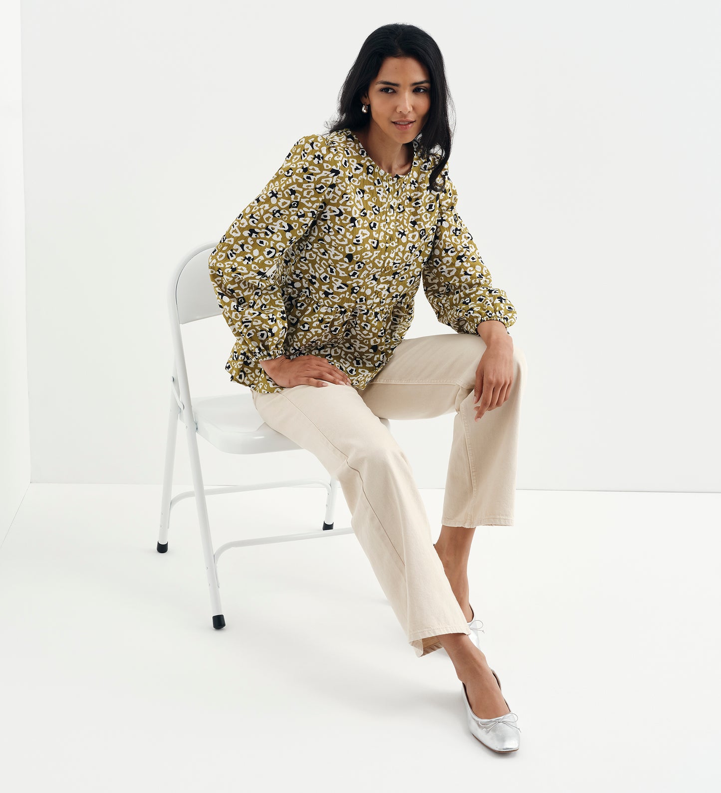 Bel Green Leopard Cotton Blouse