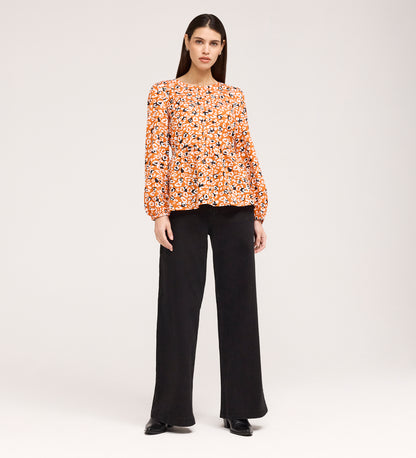 Bel Orange Leopard Cotton Blouse