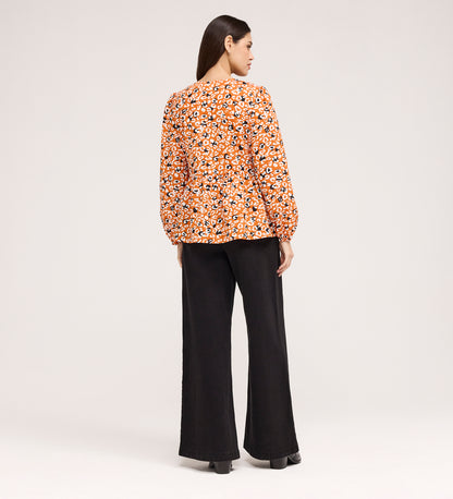 Bel Orange Leopard Cotton Blouse