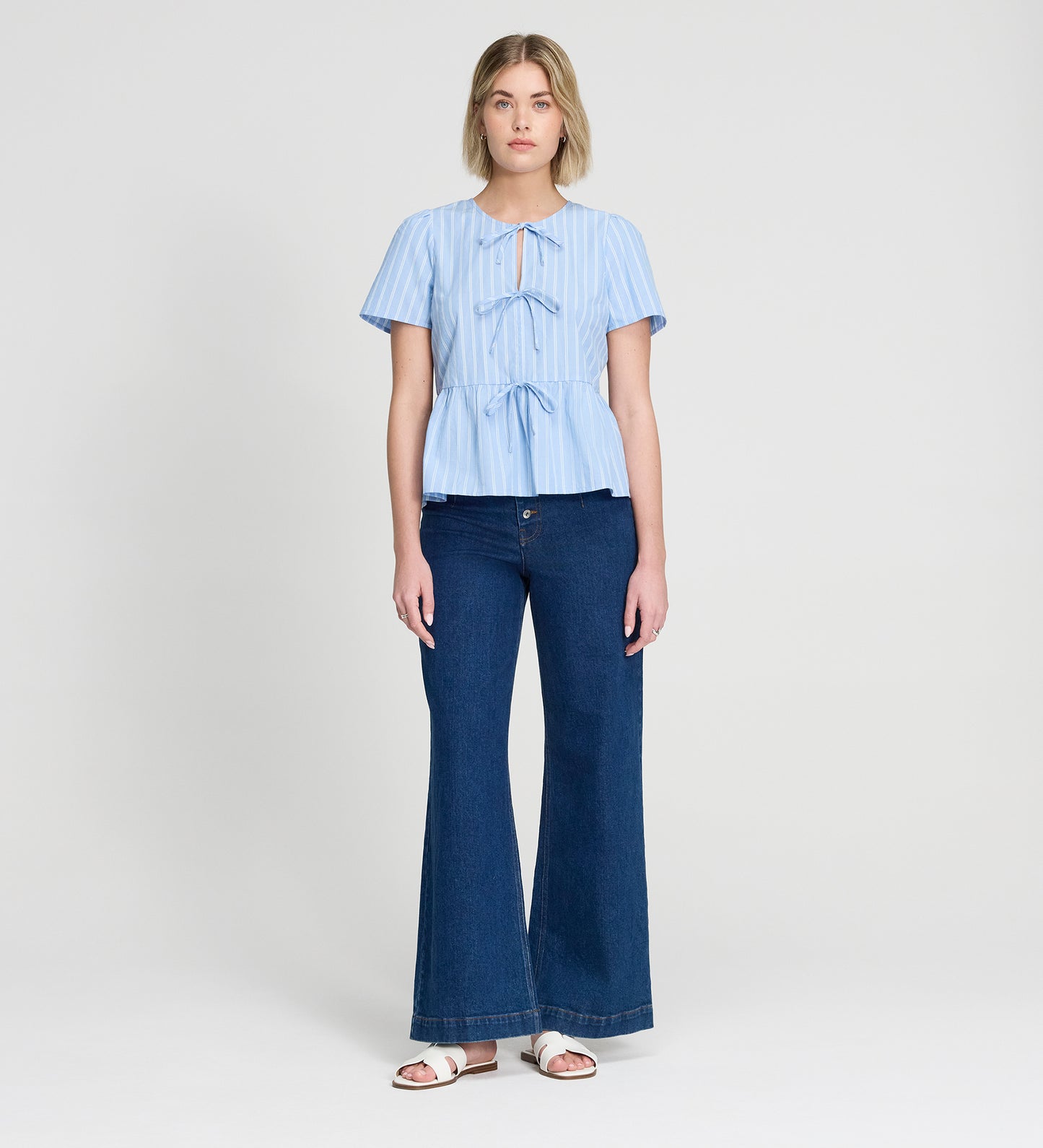 Bridie Blue Stripe Cotton Top