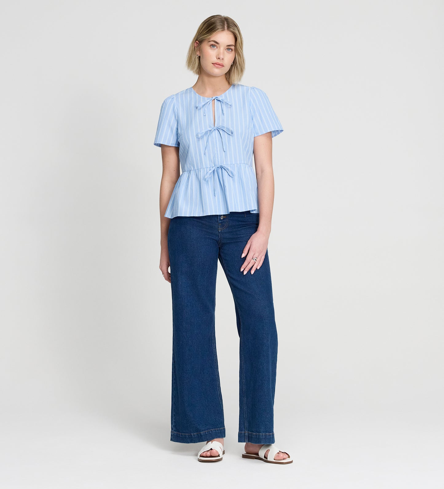 Bridie Blue Stripe Cotton Top