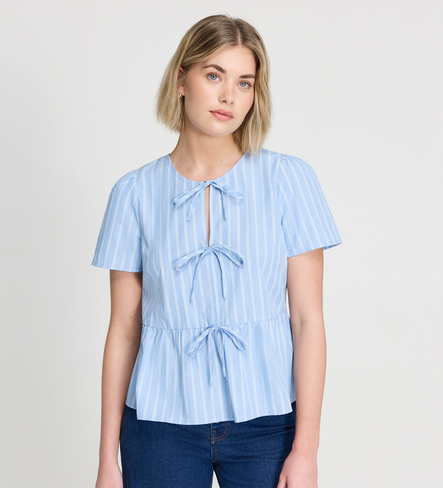 Bridie Blue Stripe Cotton Top