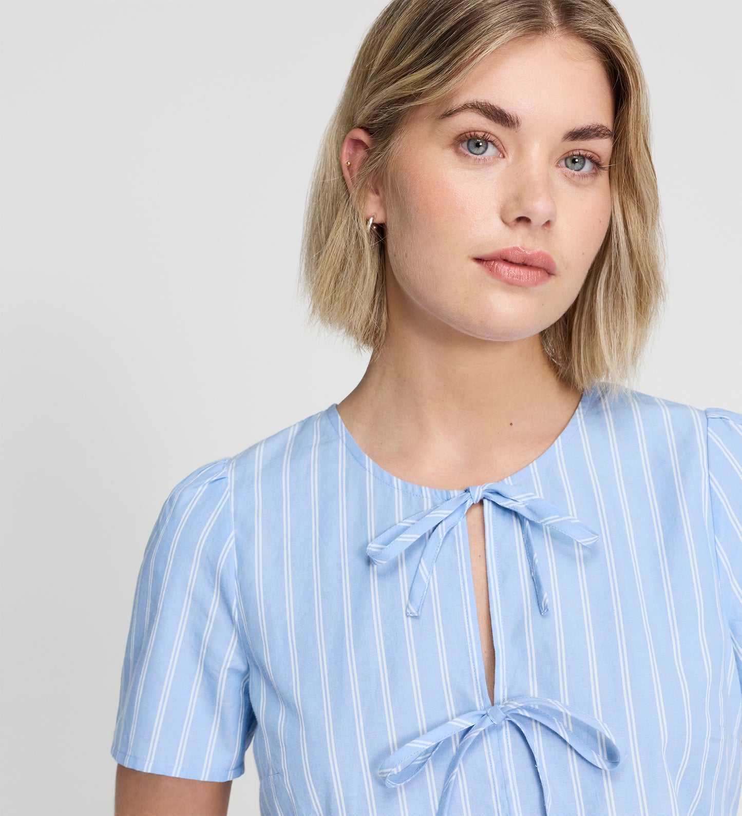 Bridie Blue Stripe Cotton Top