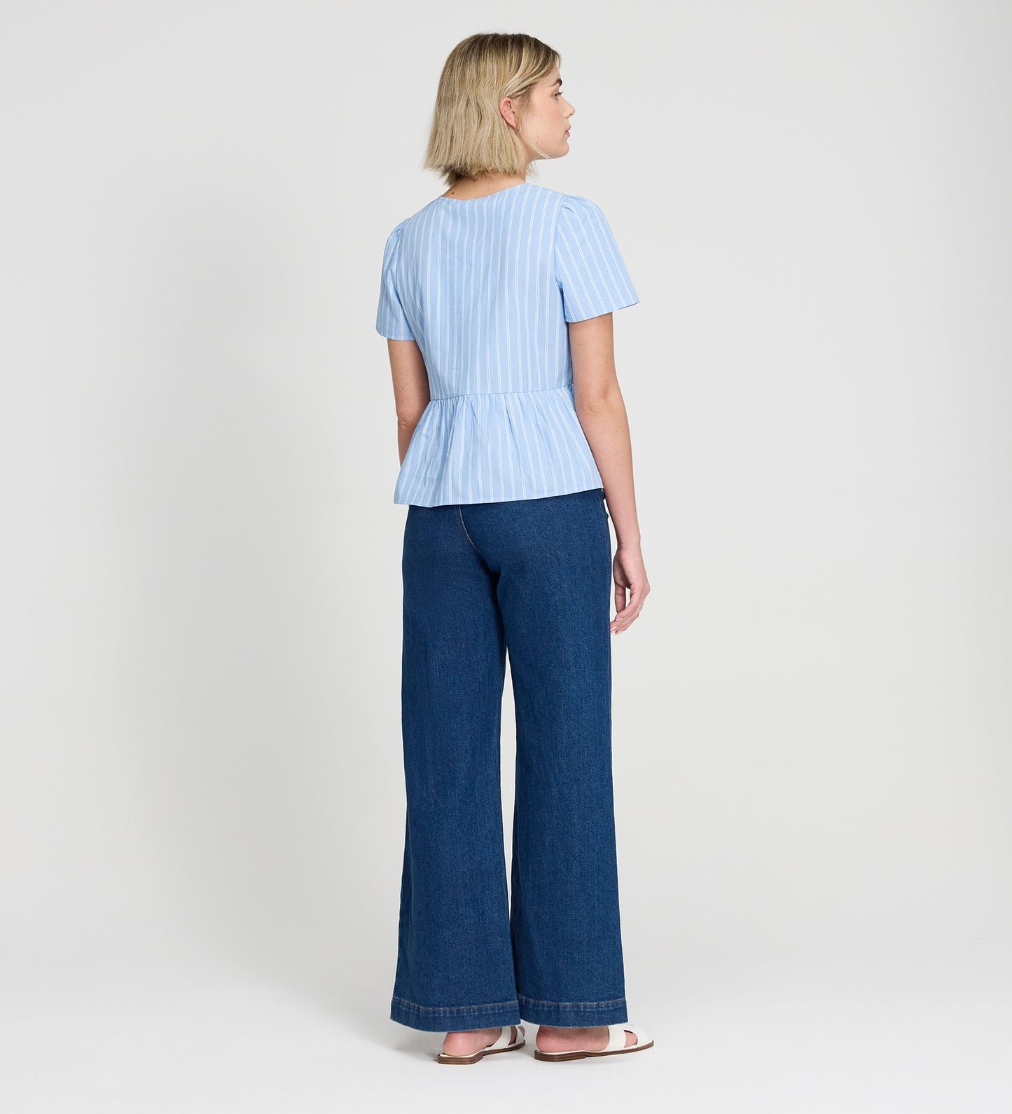 Bridie Blue Stripe Cotton Top