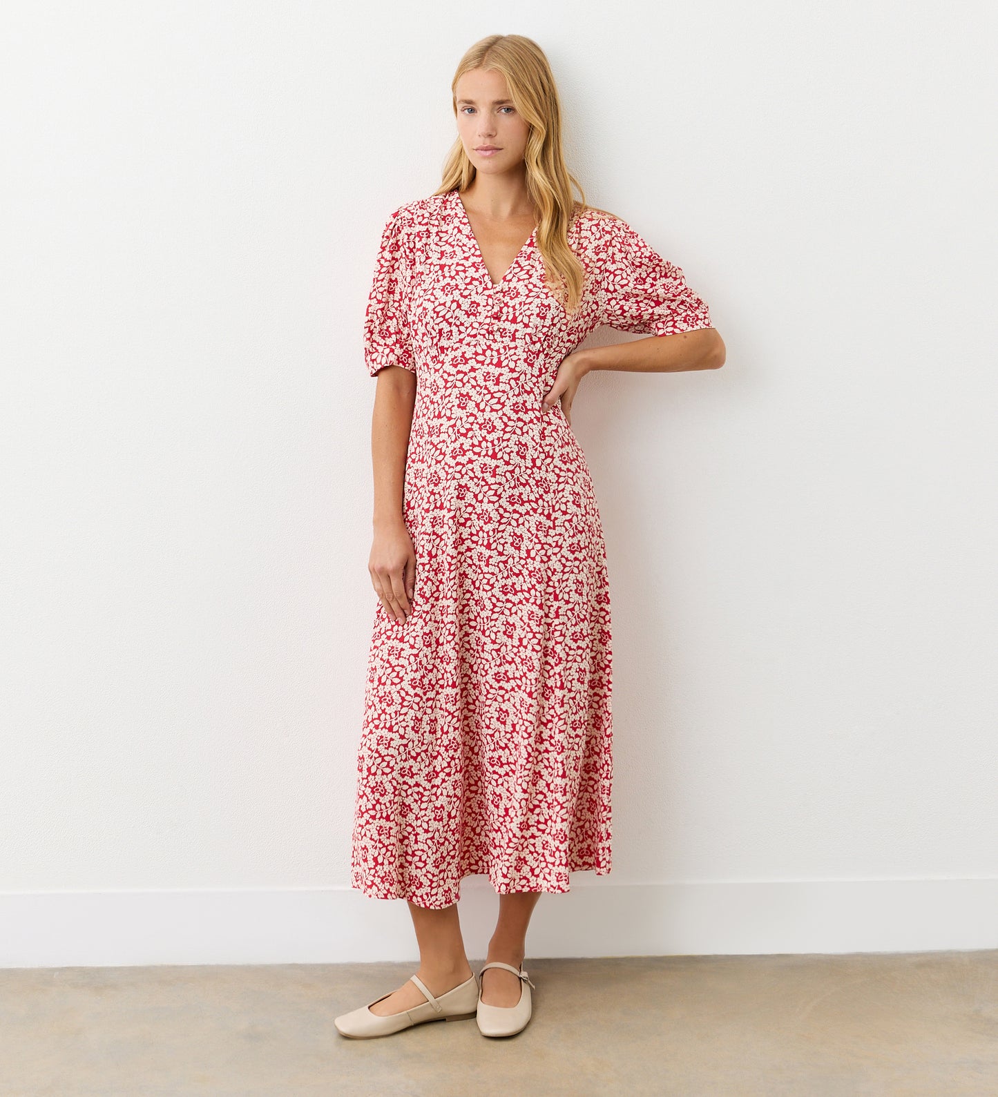 Colette Red Floral Midi Dress