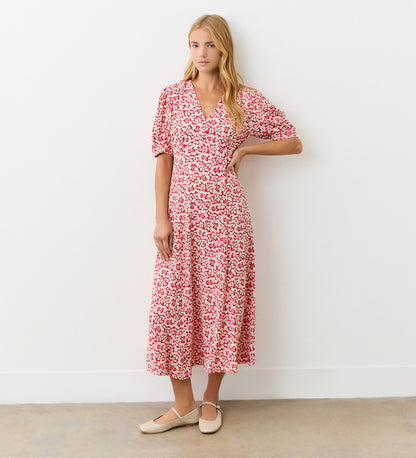 Colette Red Floral Midi Dress