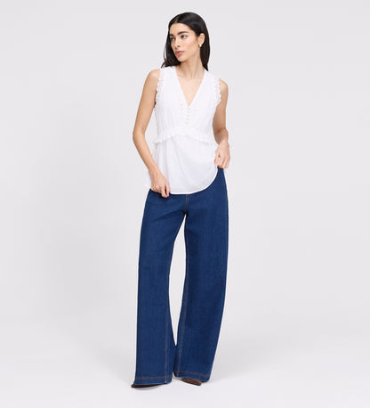 Cyma White Lace Cotton Sleeveless Top